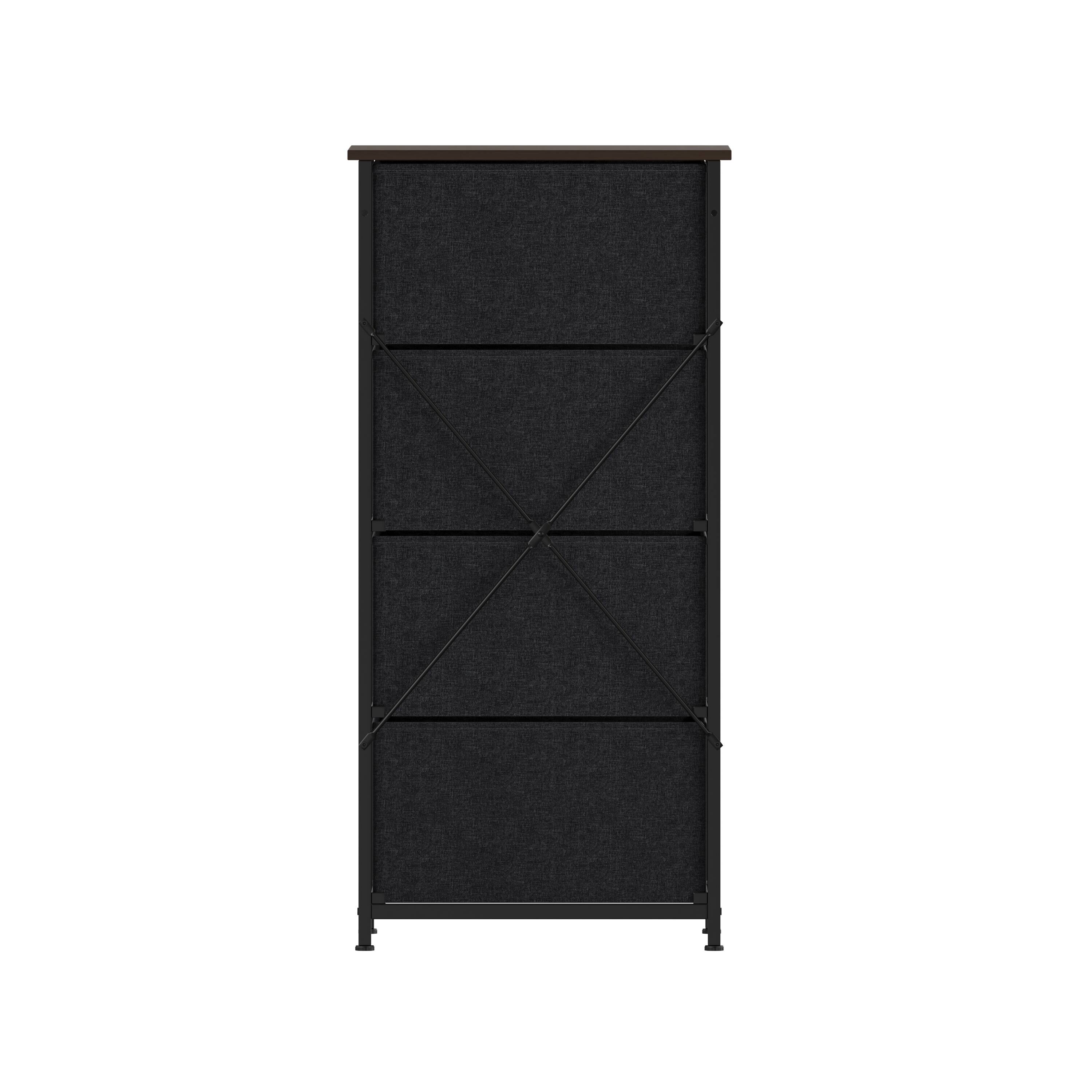 Alt View 7. Emma + Oliver - Marley 4 Drawer Storage Dresser with Cast Iron Frame, Wood Top and Easy Pull Engineered Wood Drawers with Wooden Handles - Brown Drawers/Black Frame.