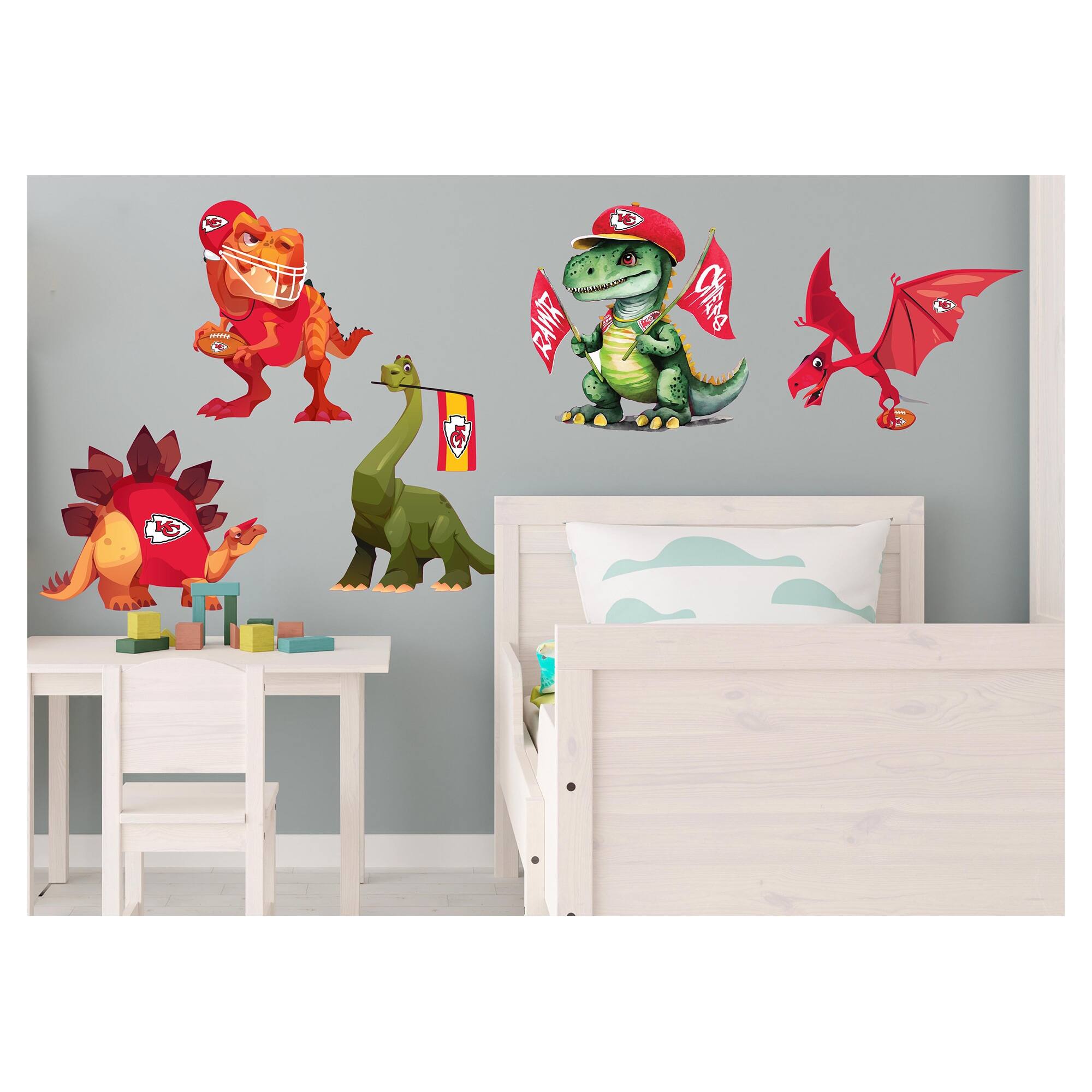 Kansas City Chiefs Dinosaurs Wall Decal Set