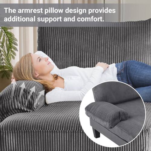 The armrest pillow design provides additional support and comfort.