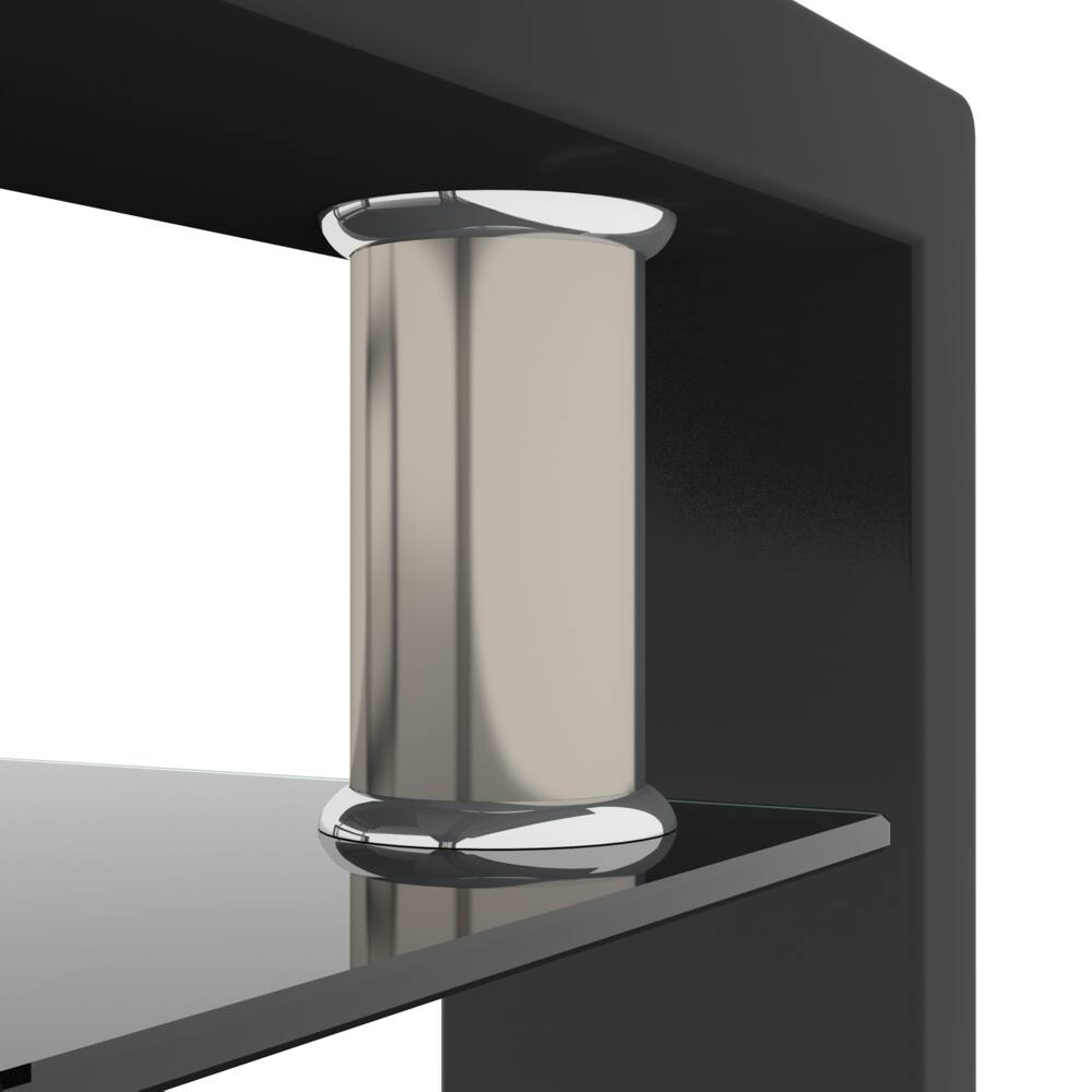 Alt View 4. Loheer - Loheer Black Glass Coffee Table Modern Clear Center Table Living Room Furniture - Black.