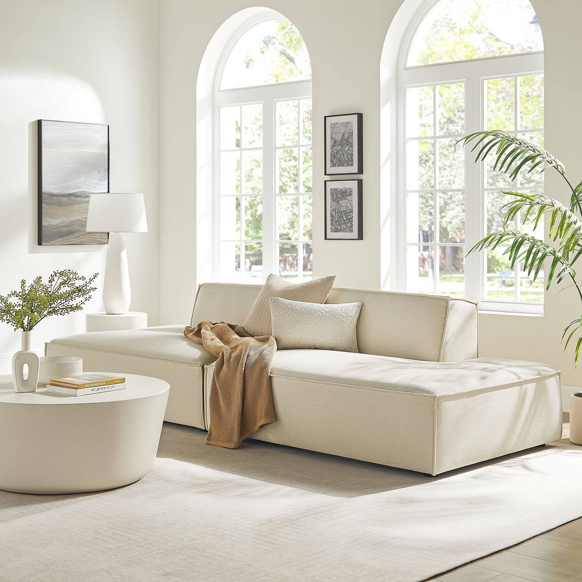Alt View 7. Modway - Restore 2-Piece Performance Fabric Upholstered Modular Loveseat by Modway - Ecru.