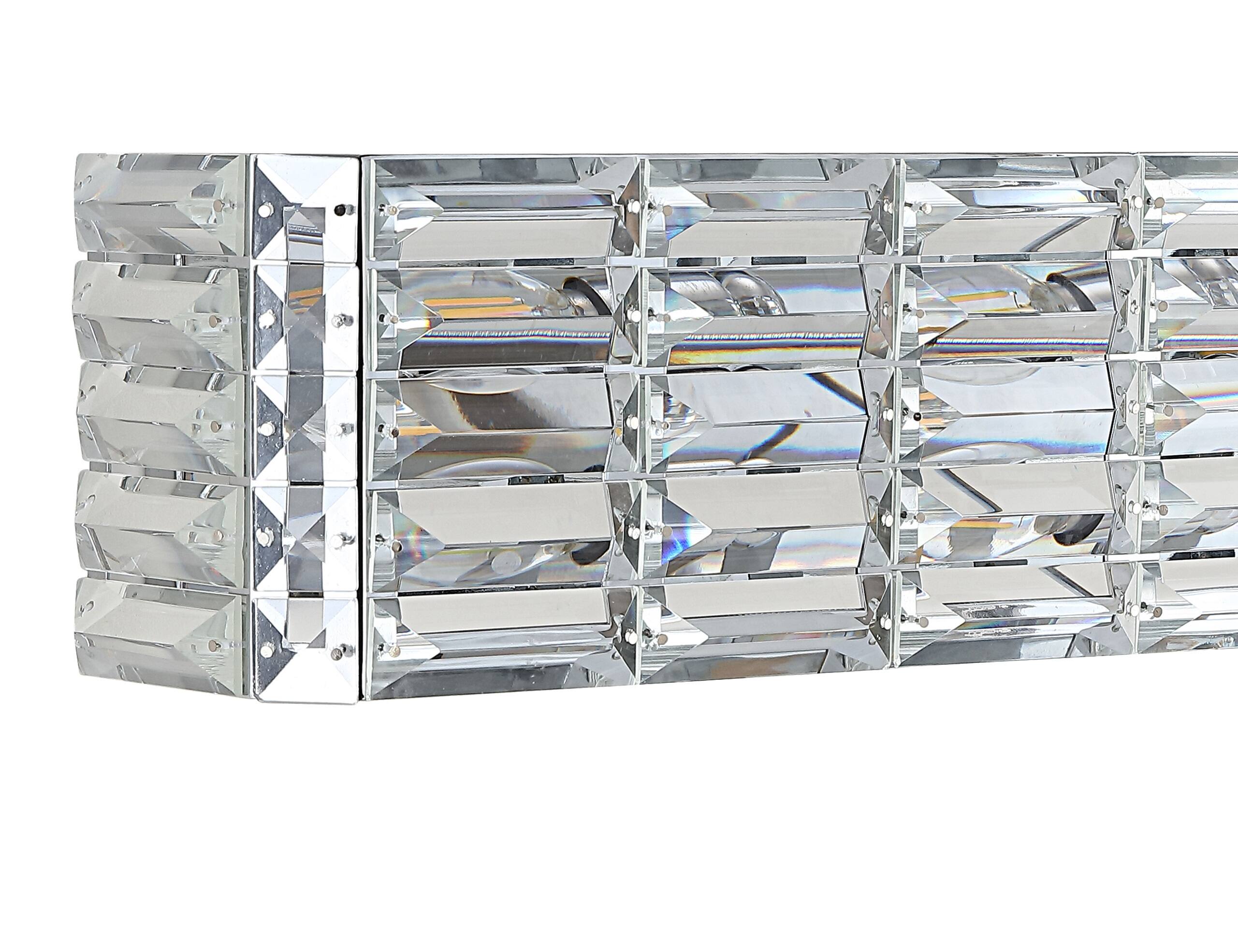 Alt View 4. Jonathan Y - Evelyn Crystal Rectangle 24.25" 3-Light Iron/Crystal Glam Modern LED Vanity Light, Chrome - Chrome.