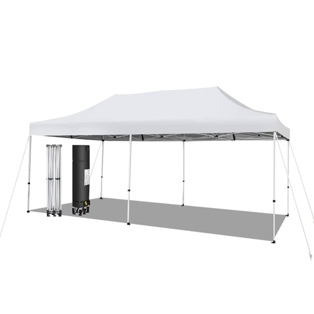 Kadyn - 10 x 20 Feet Outdoor Pop-Up Patio Folding Canopy Tent-White, Outdoor Gazebo Wedding Party Tent Canopy Tent