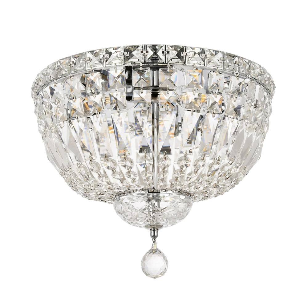 Front. Elegant Lighting - Tranquil 4 light Chrome Flush Mount Clear Royal Cut Crystal - Chrome.