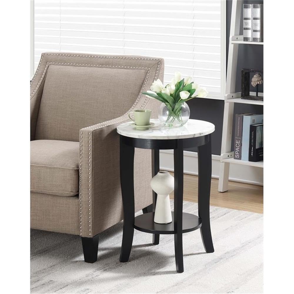Alt View 3. Hanke - Heritage Round End Table Faux Marble - Wirebrush Light Gray.