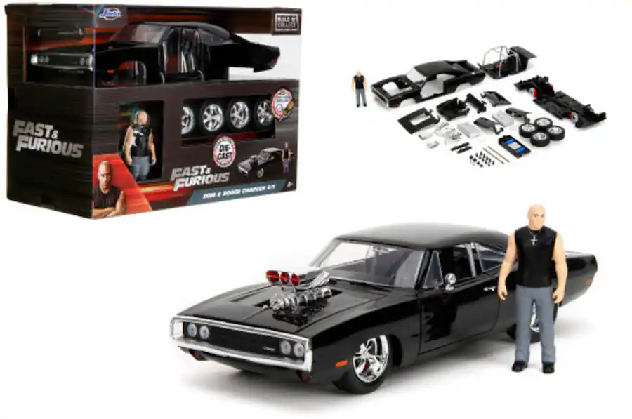 Figurine Fast & Furious Dom & Dodge Charger 1970 R/T – échelle 1:24, Jada Toys, Portes Ouvrantes