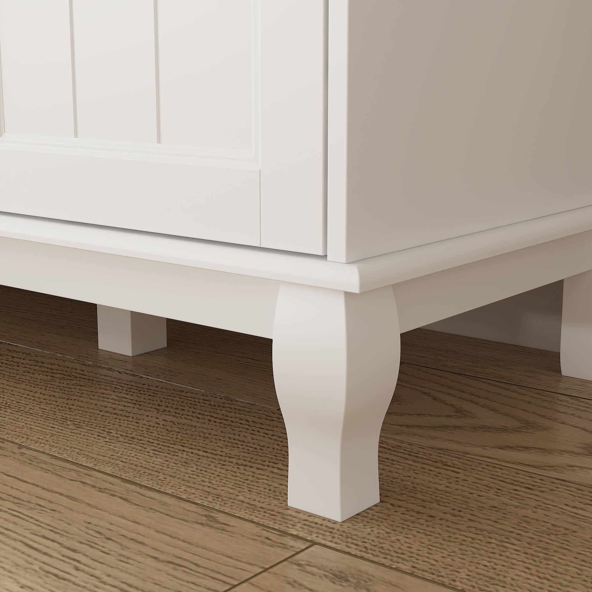 Alt View 2. FUFU & GAGA - FUFU&GAGA Freestanding Wardrobe with Textured Finish & Solid Wood Legs Armoires - Spacious Storage for Bedroom - White.