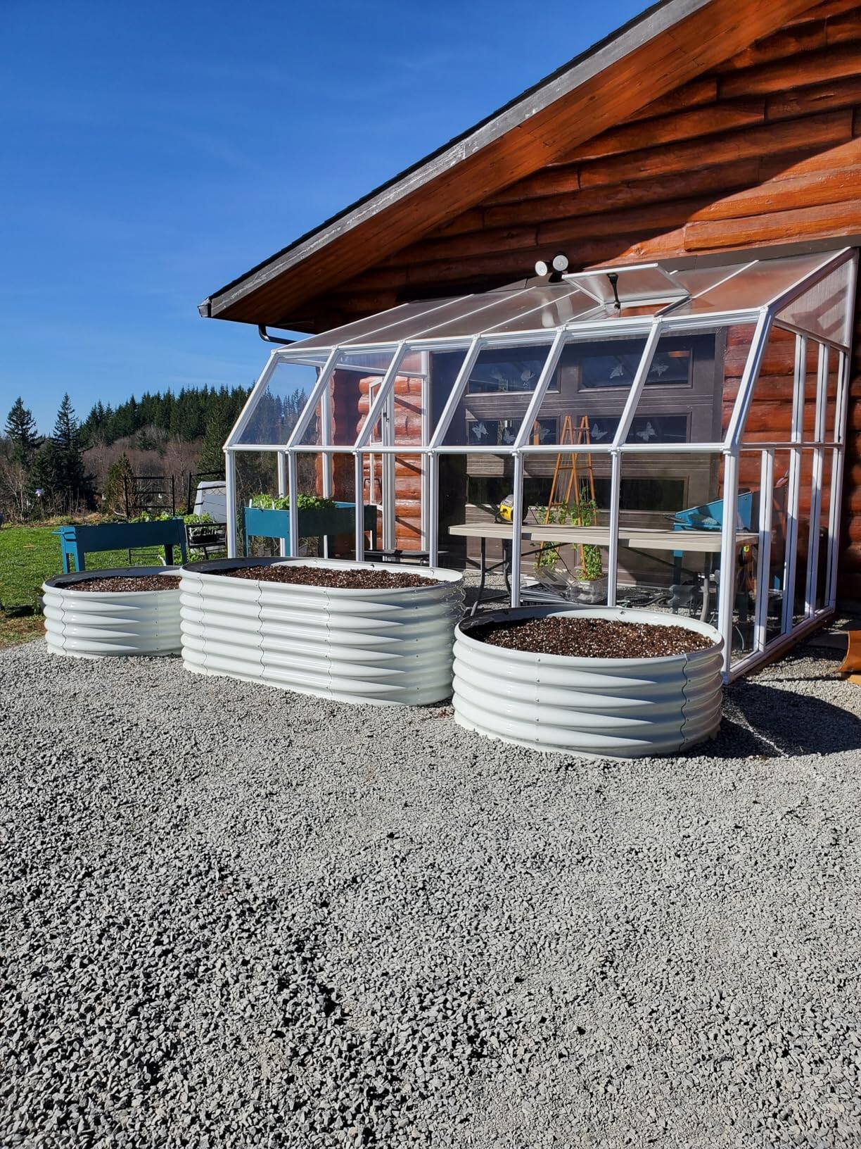 Alt View 4. A Anleolife - White Metal Oval Raised Garden Bed Planter Box for Planting Vegetables Flowers Herb (72 in. L x 24 in. W x 18 in. H) - White.