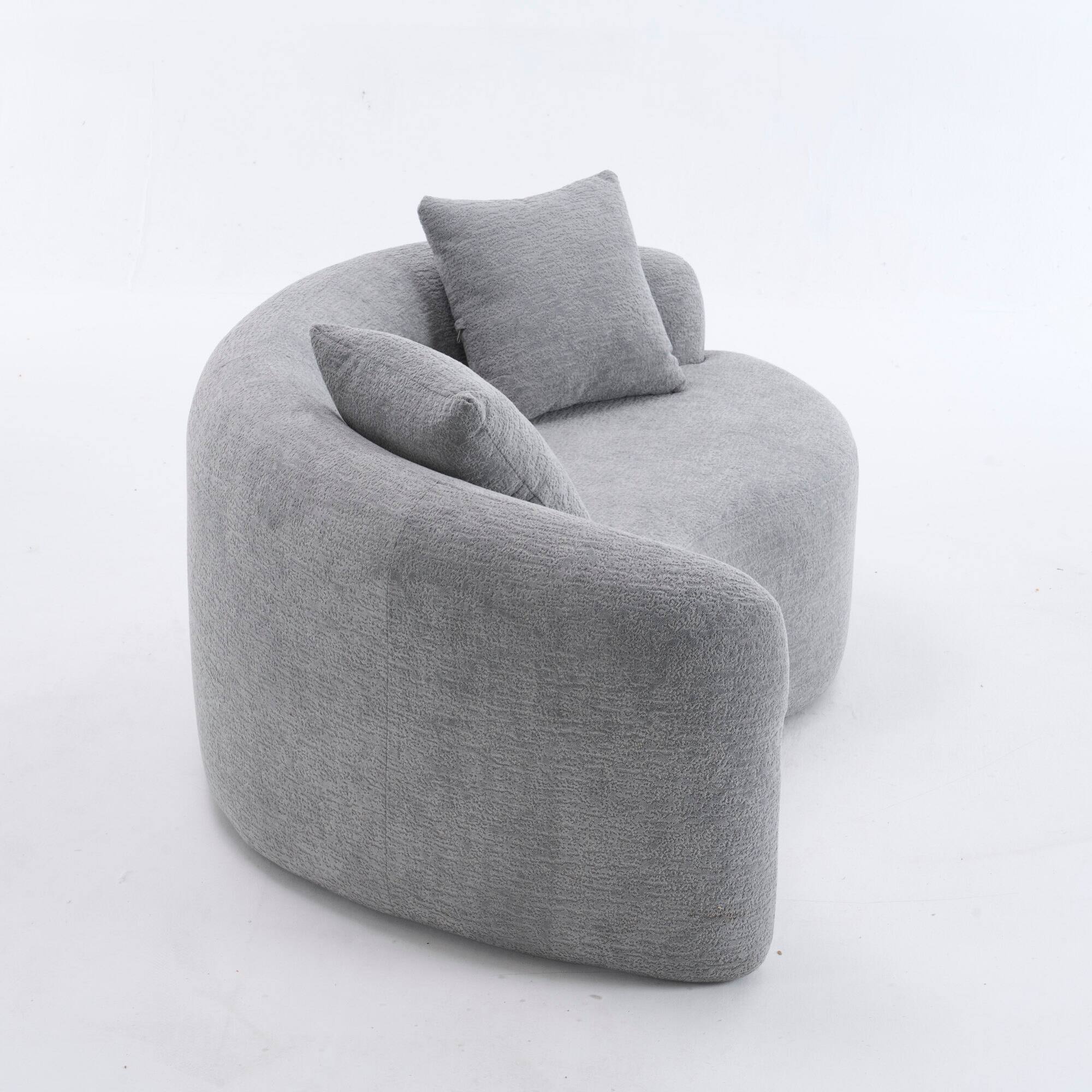 Alt View 2. GOODSILO - S-Curved Sectional Sofa with Dual-Depth Seating, Luxurious Chenille Upholstery, and Space-Saving Design - Light Gray.