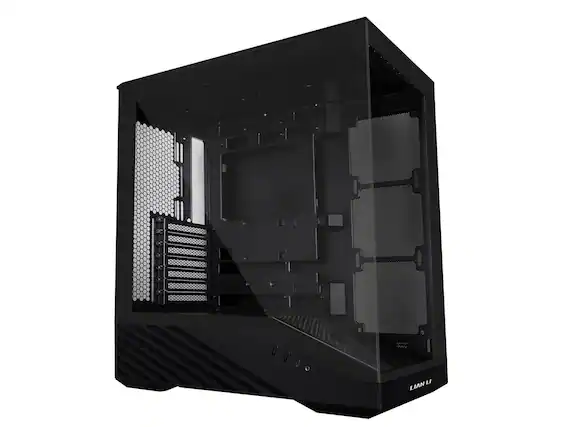 Front. Lian Li - Lian Li V100X ATX Mid-Tower Case, RGB LED, Tempered Glass, 420mm GPU Support, 360mm Radiator, Dust Filter - Black - Black.