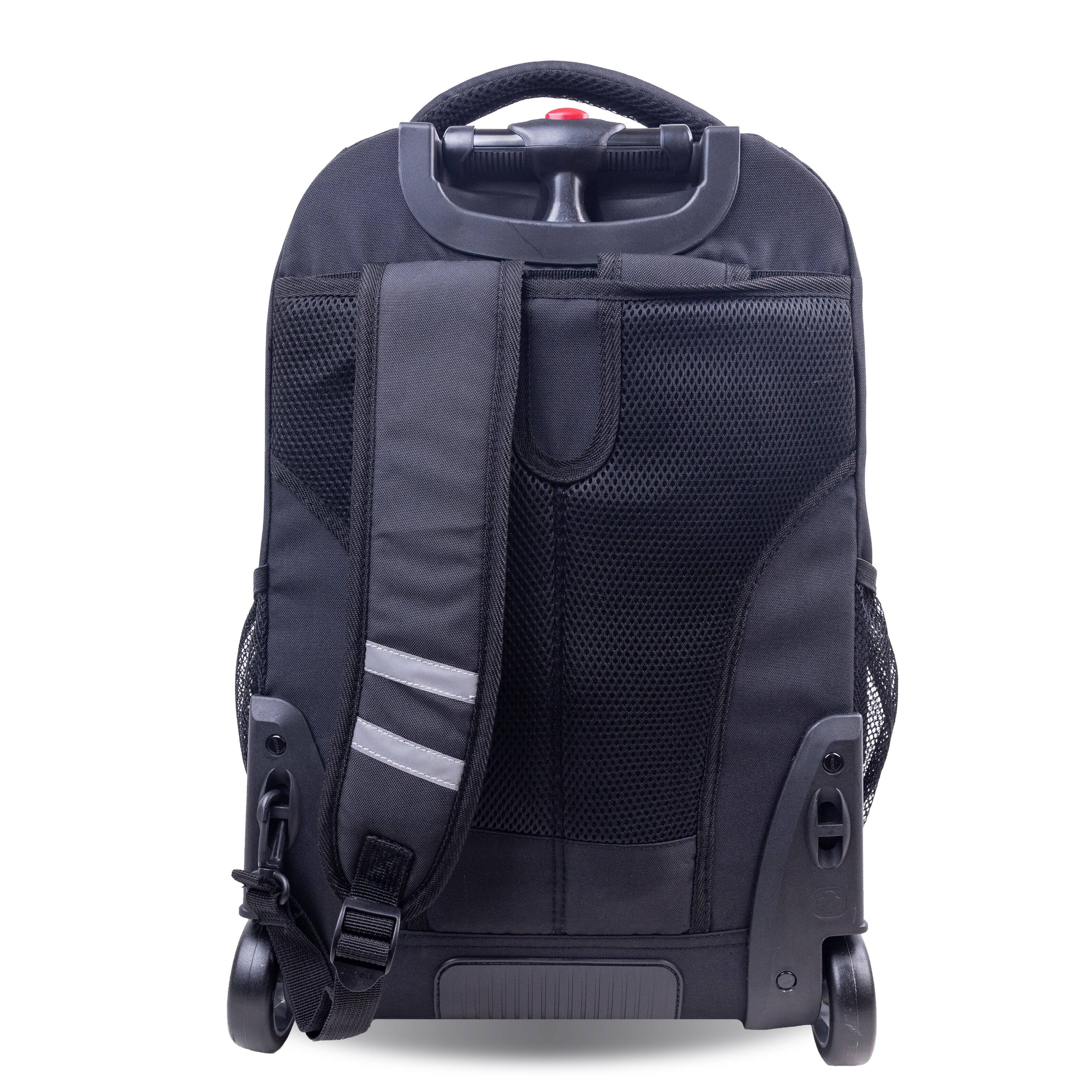 Back. J World - J World Unisex Sundance 20" Rolling Backpack with Laptop Sleeve for School and Travel, Black - BLACK.