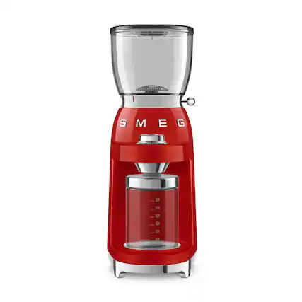 Front. SMEG - CGF11 Coffee Grinder - Red.
