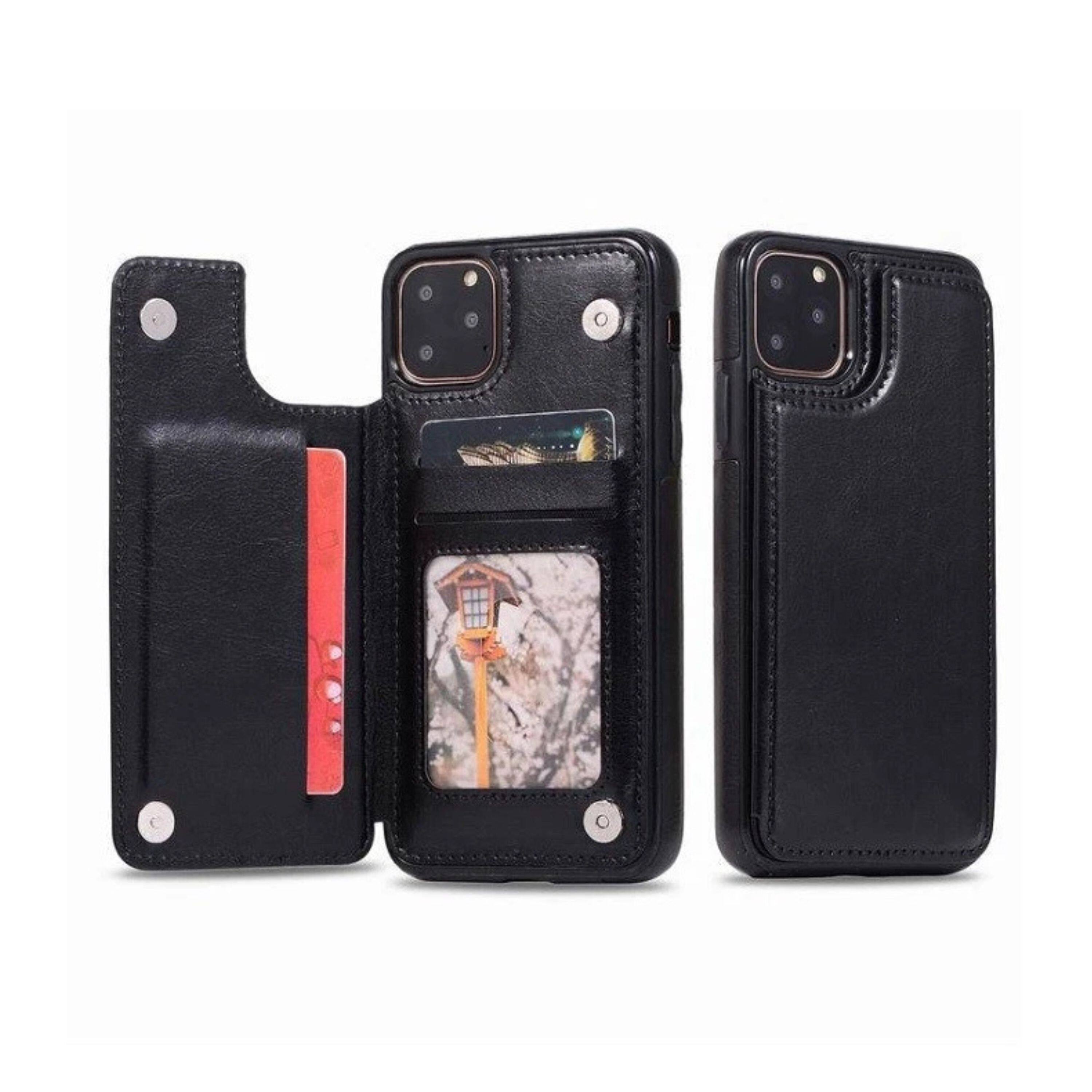 Angle. Kitcheniva - Leather Cellphone Case For iPhone 11 Pro  Max With Magnetic Flip And Card Pocket - Black.