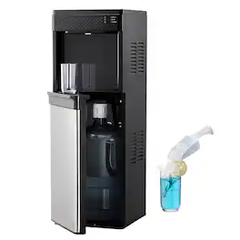 VEVOR - Water Dispenser with Ice Maker, 3-in-1 Floor-Standing Water Dispenser, 33 LBS/24H, 9 Cubes/7 Min Fast Ice Making - Black