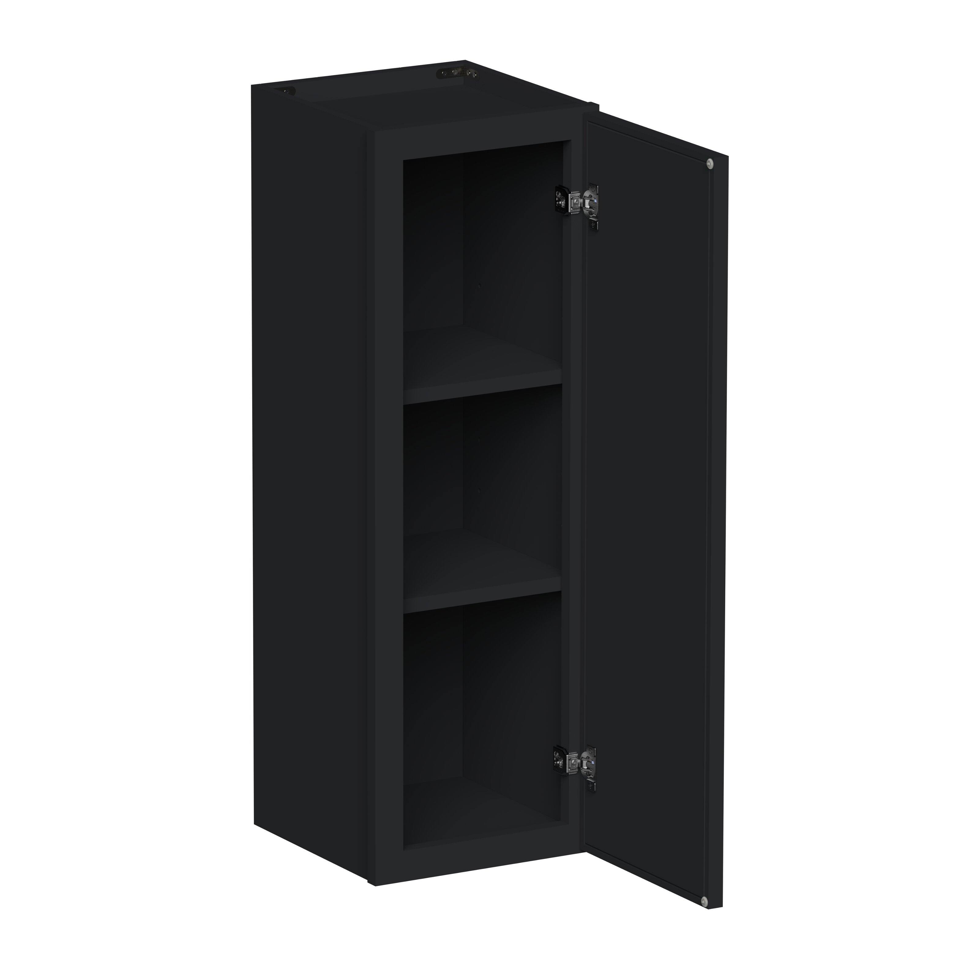 Angle. Boyel Living - 12-in W x 36-in H x 12-in D Shaker RTA Kitchen Wall Cabinet with Soft-Close - Black.