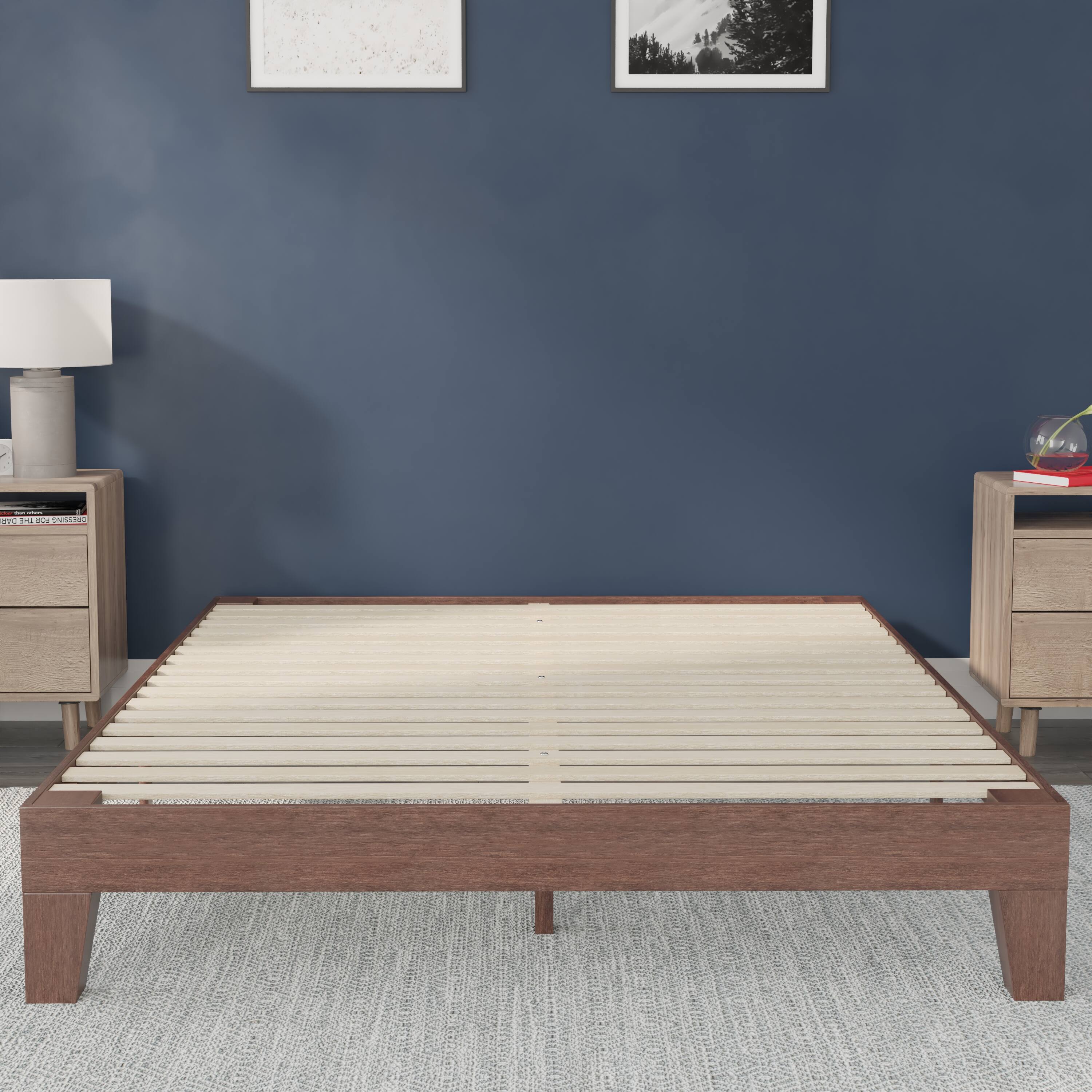 Alt View 17. Alamont Home - Evelyn Solid Wood Platform Bed with Wooden Support Slats, No Box Spring Required - Walnut.