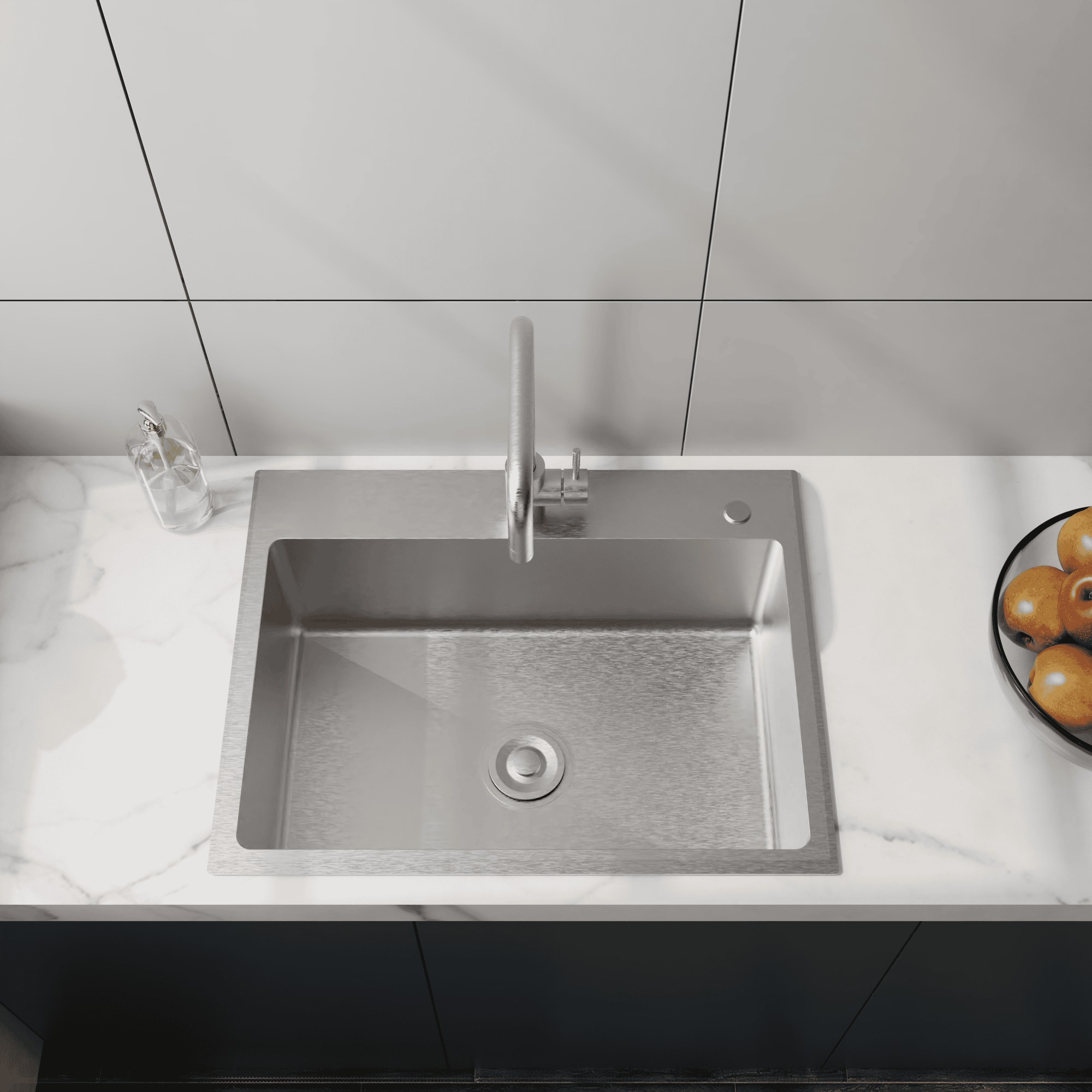 24in Stainless Steel Washing Sink w/ Faucet Hoses And Drain Head Only, Steel