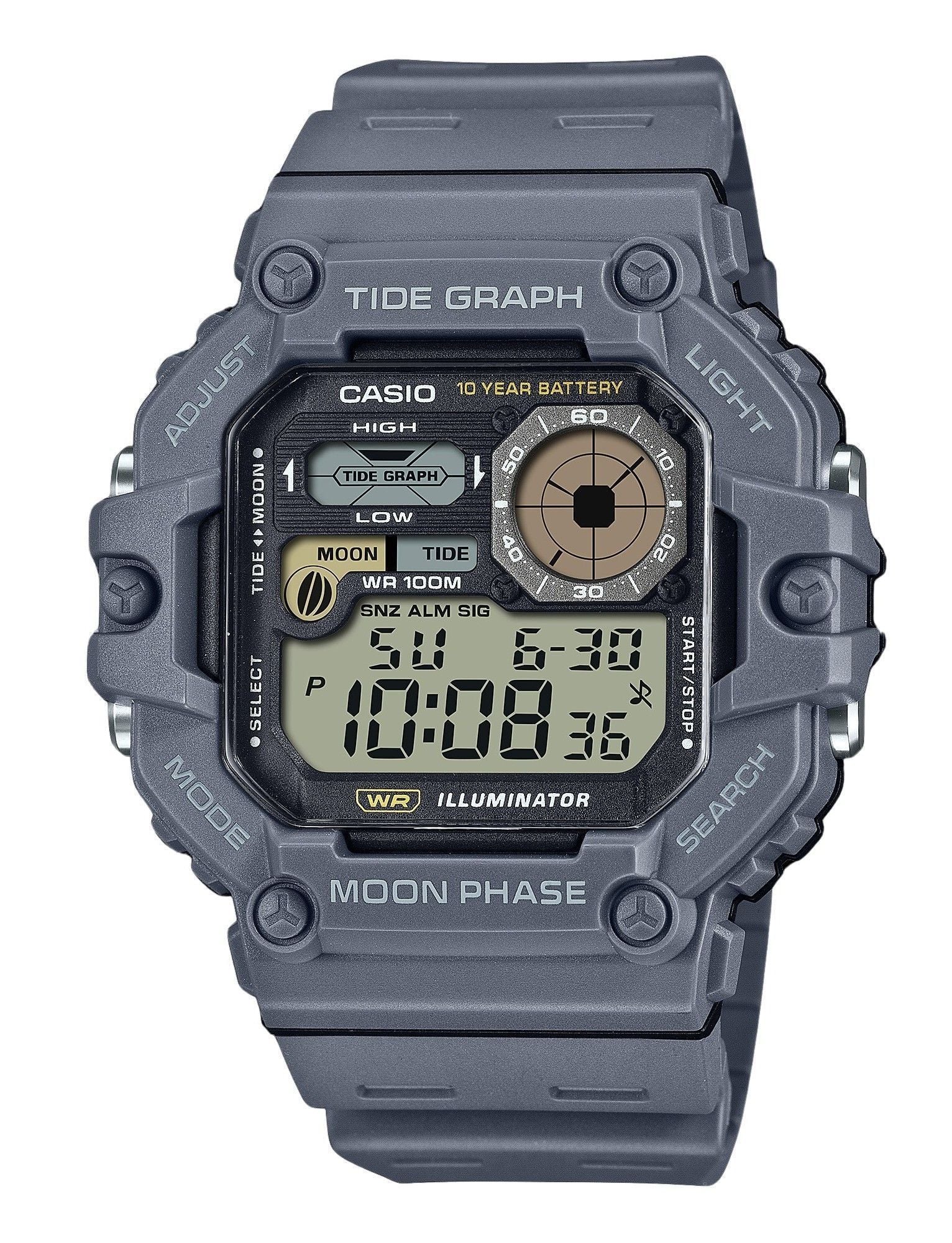 Casio - Illuminator Digital Tide Graph Moon Phase Quartz WS-1700H-8AV Mens Watch 100M - Gray