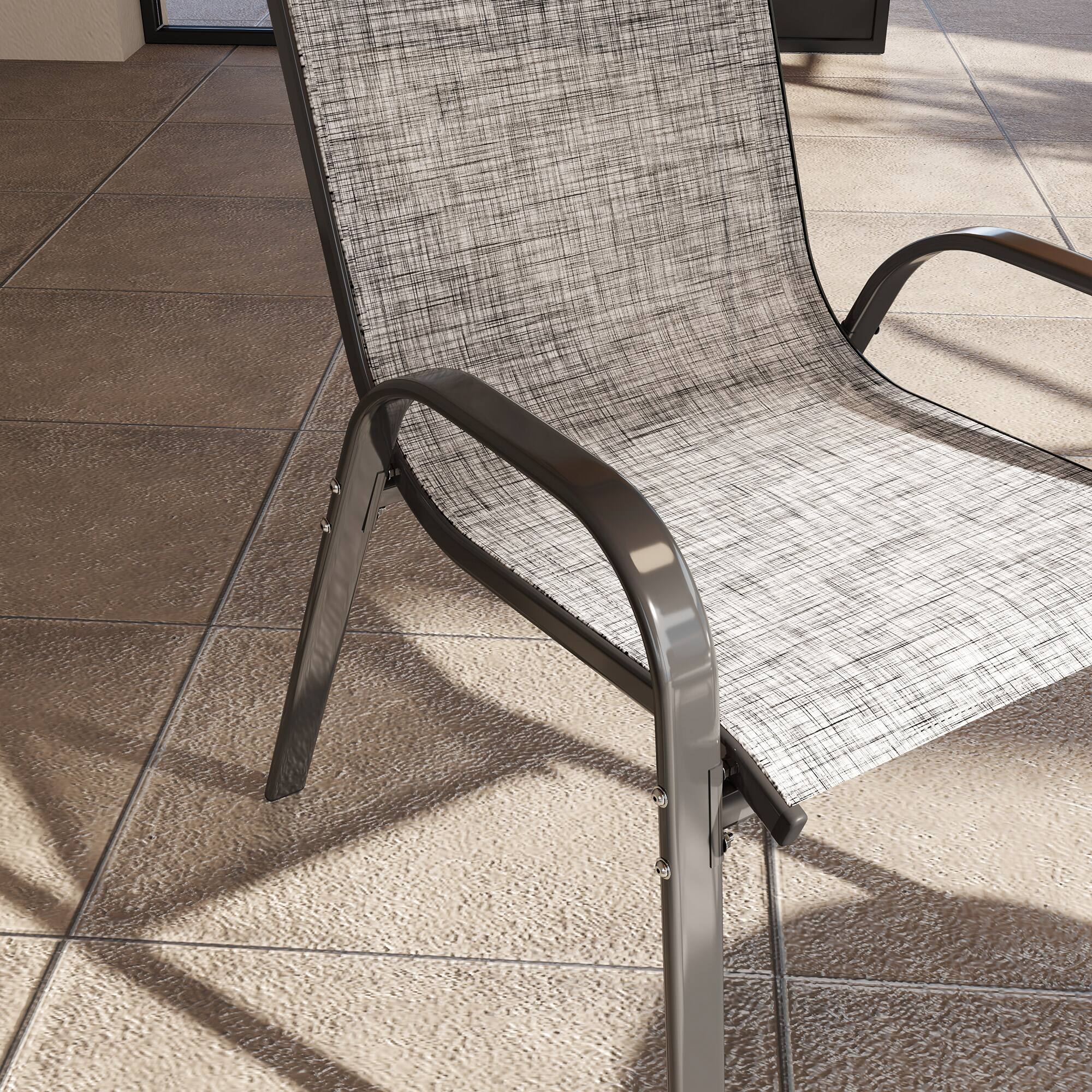 Alt View 7. Outsunny - Outdoor Dining Chairs Set of 4, Stackable Patio Dining Chairs, High Back Outdoor Patio Chairs with Breathable Mesh Seat - Mixed Gray.