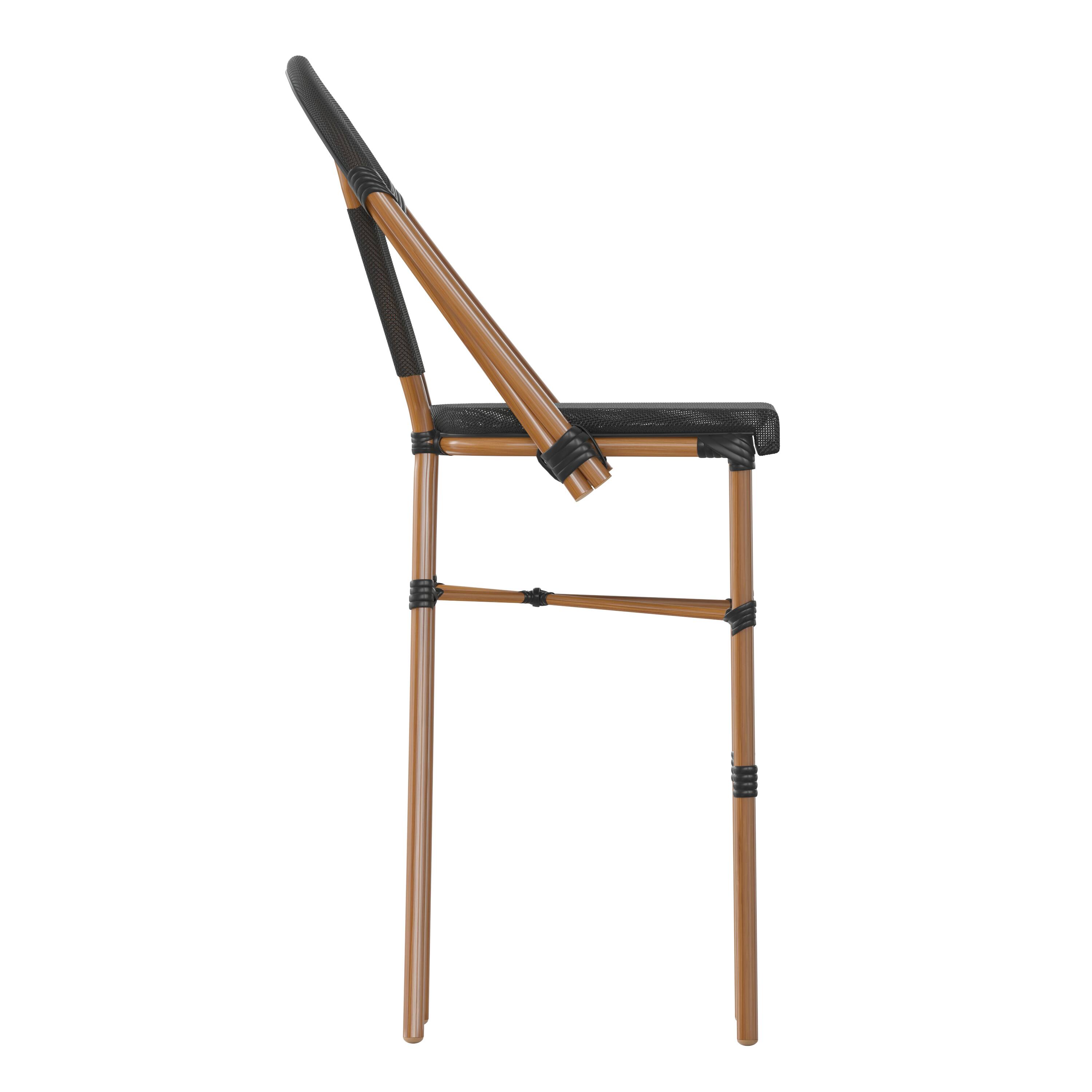 Alt View 9. Emma + Oliver - Massalia Indoor/Outdoor Bistro Style Bar Stools with Textilene Seat and Metal Frame - Black/Natural Frame.