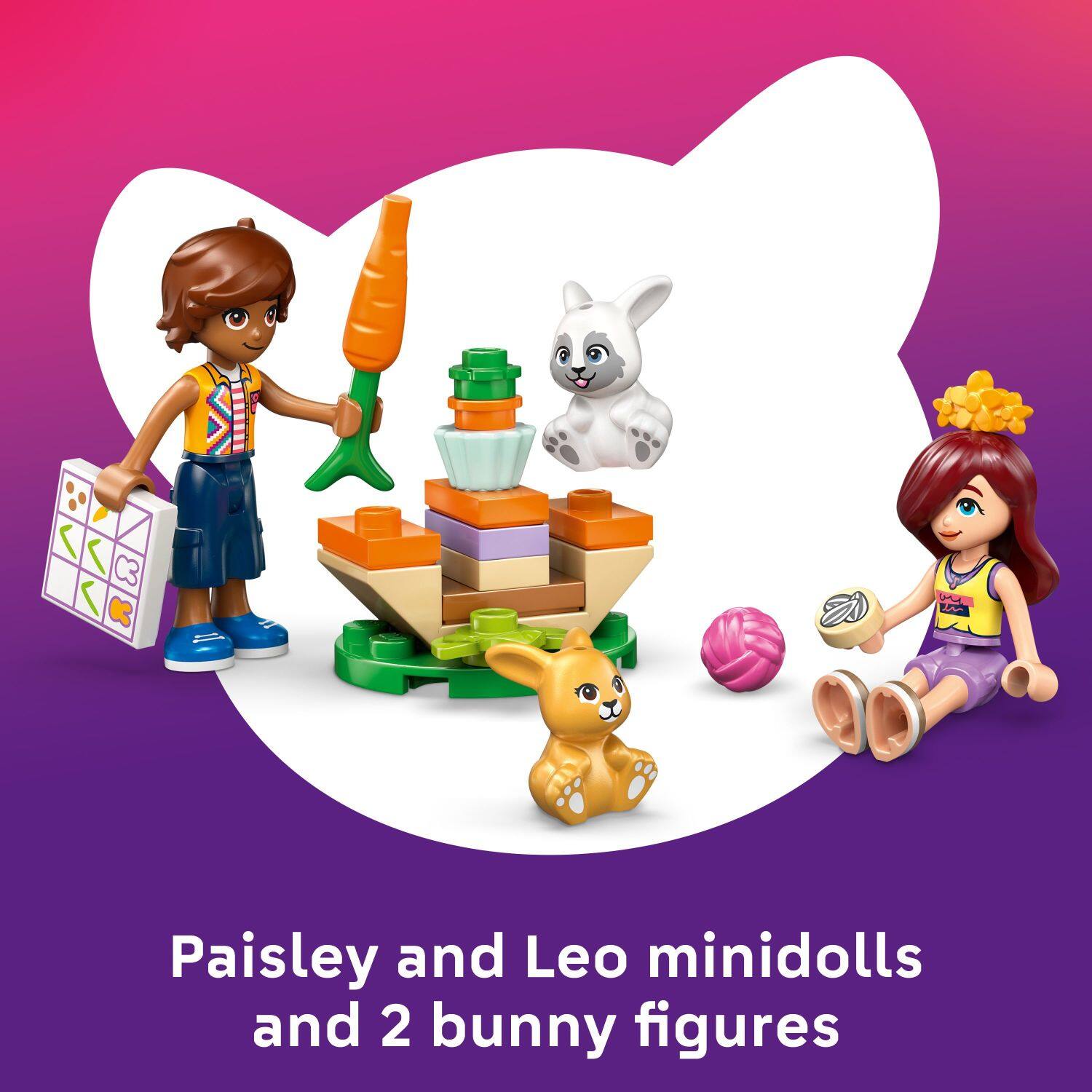 Paisley and Leo minidolls and 2 bunny figures