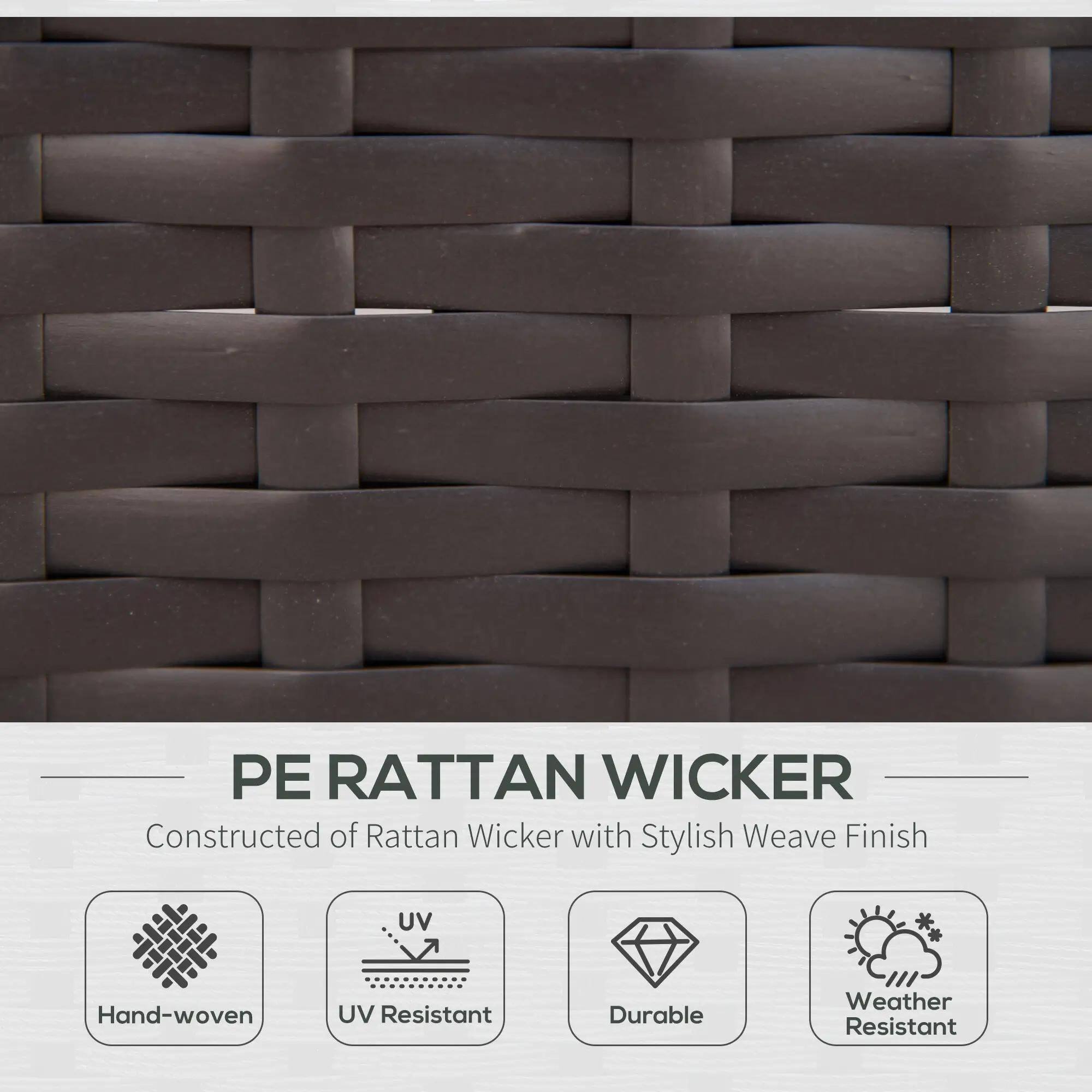 PE RATTAN WICKER
Constructed of Rattan Wicker with Stylish Weave Finish
Hand-woven
UV Resistant
Durable
Weather Resistant