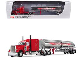 First Gear - Peterbilt 379 with 63" Mid-Roof Sleeper and Heil Fuel Tank Trailer "Rapid Roberts" Red 1/64 Model by DCP/First Gear