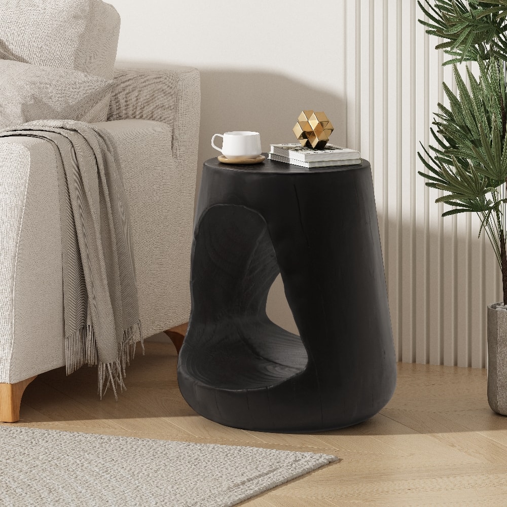 Loheer - MGO Side Table Hollow Round Wood-like End Table - Black price history on PriceWatchPro