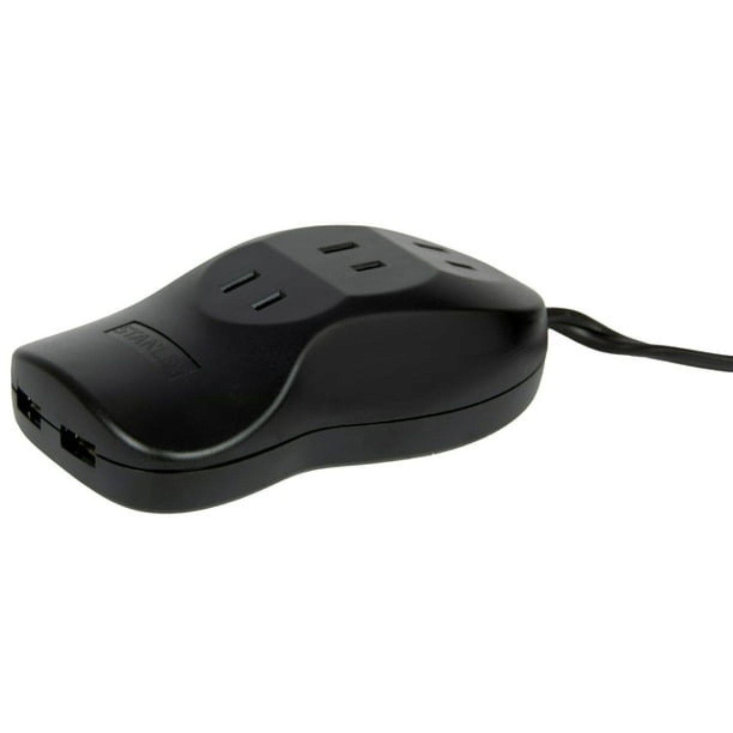 Back. Stock Preferred - 3-Outlet Surge Protector with 2 USB Charging Ports - Black.