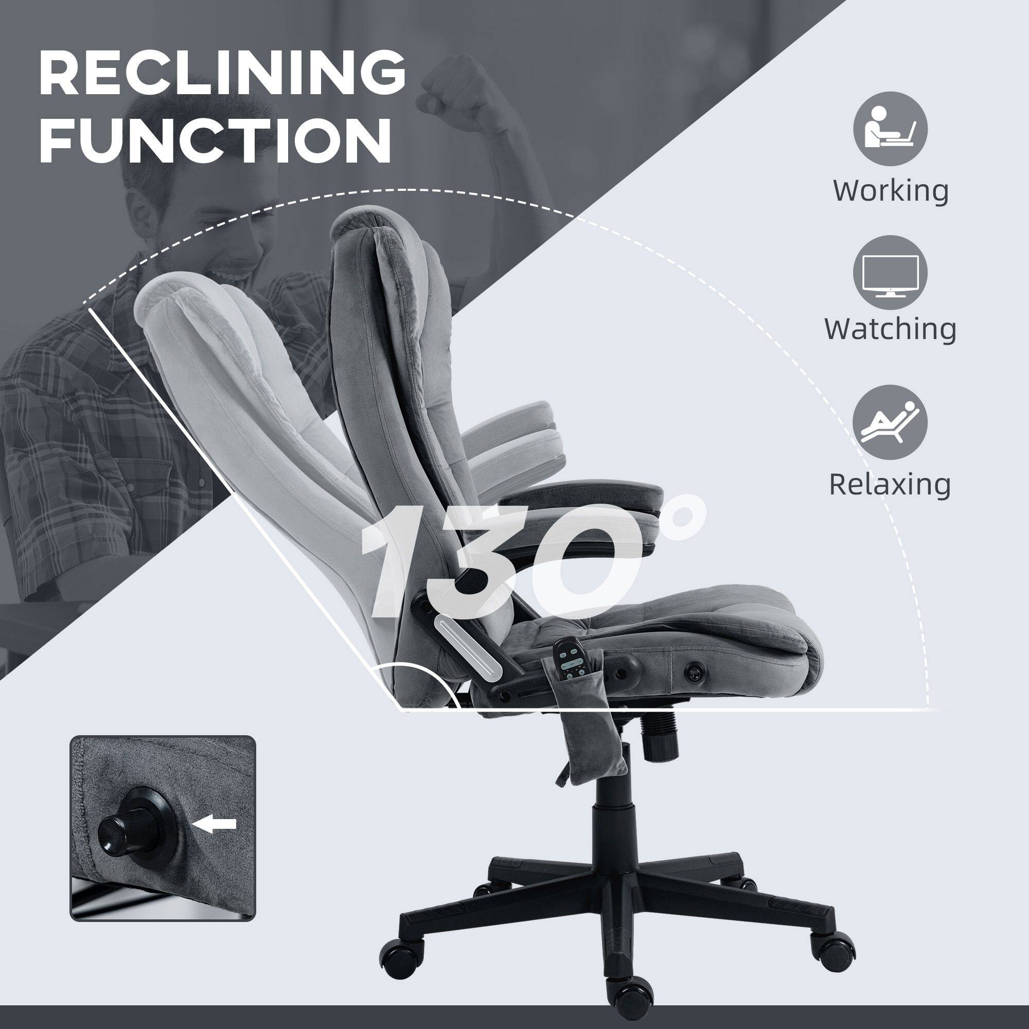 RECLINING FUNCTION

Working  
Watching  
Relaxing  

130°