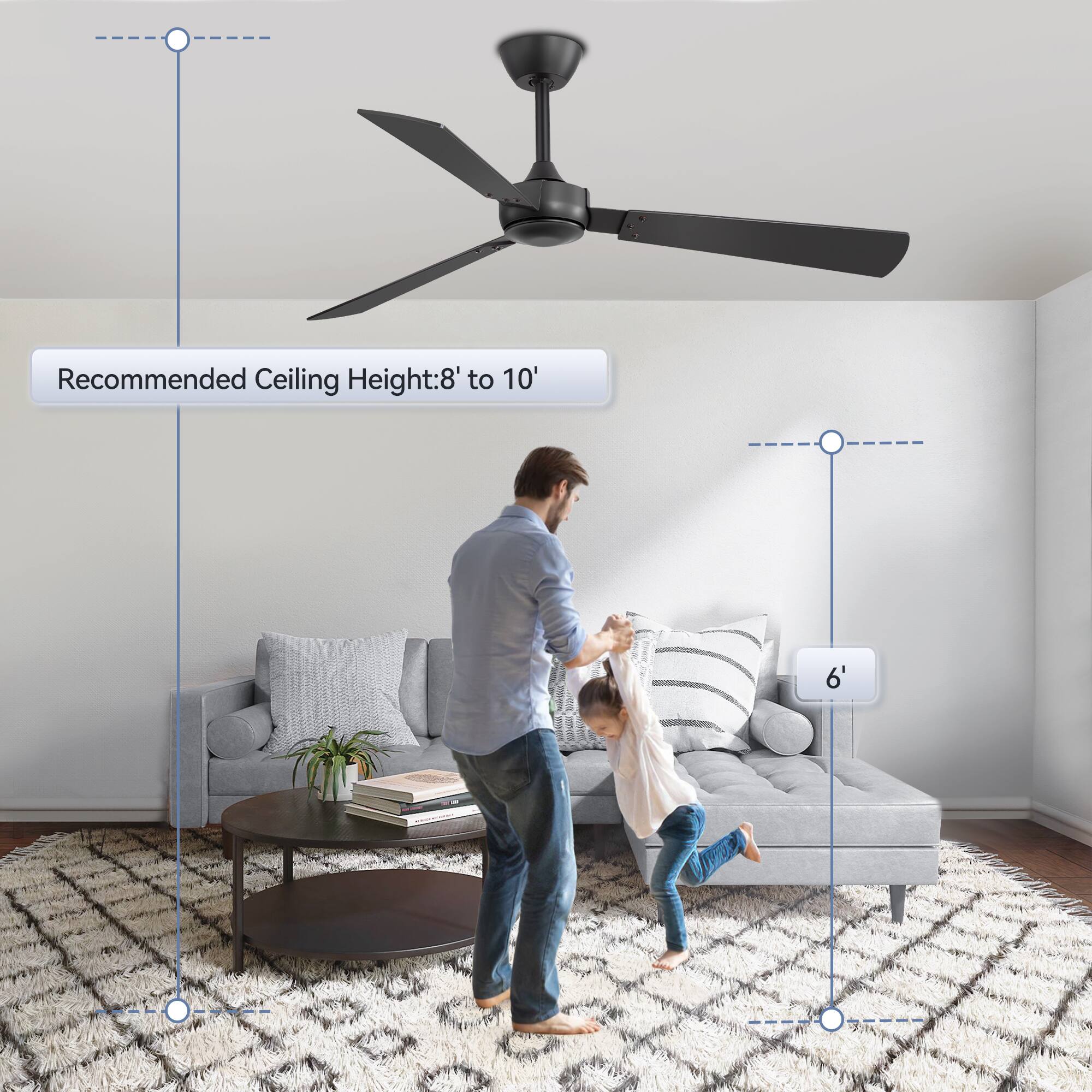 Recommended Ceiling Height: 8' to 10' 6'