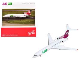 Tupolev TU-154M Commercial Aircraft "Air Via" (LZ-MIG) White with Red Tail 1/200 Diecast Model by Herpa - Multi