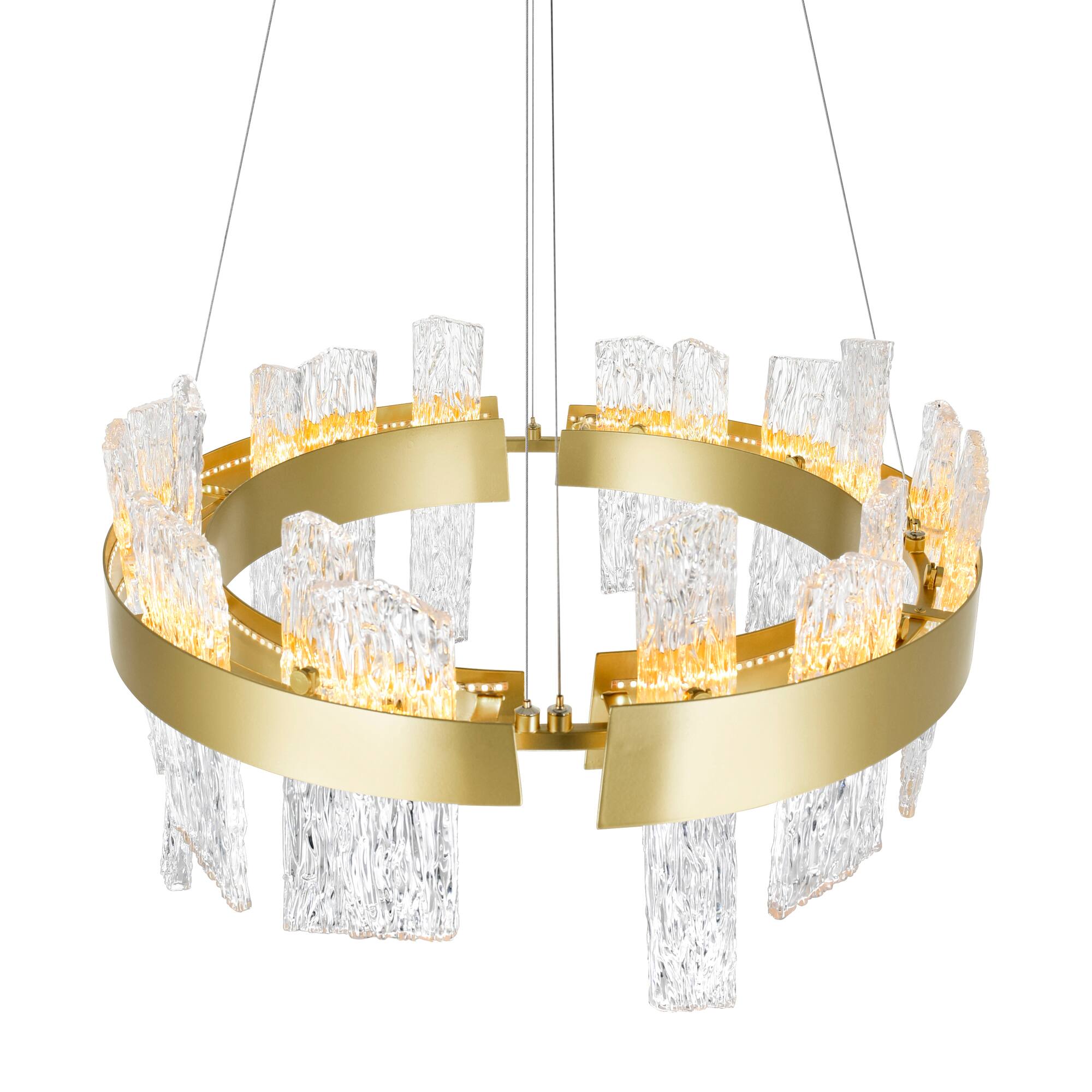 Angle. CWI Lighting - Guadiana 24 in LED Satin Gold Chandelier - Satin Gold.