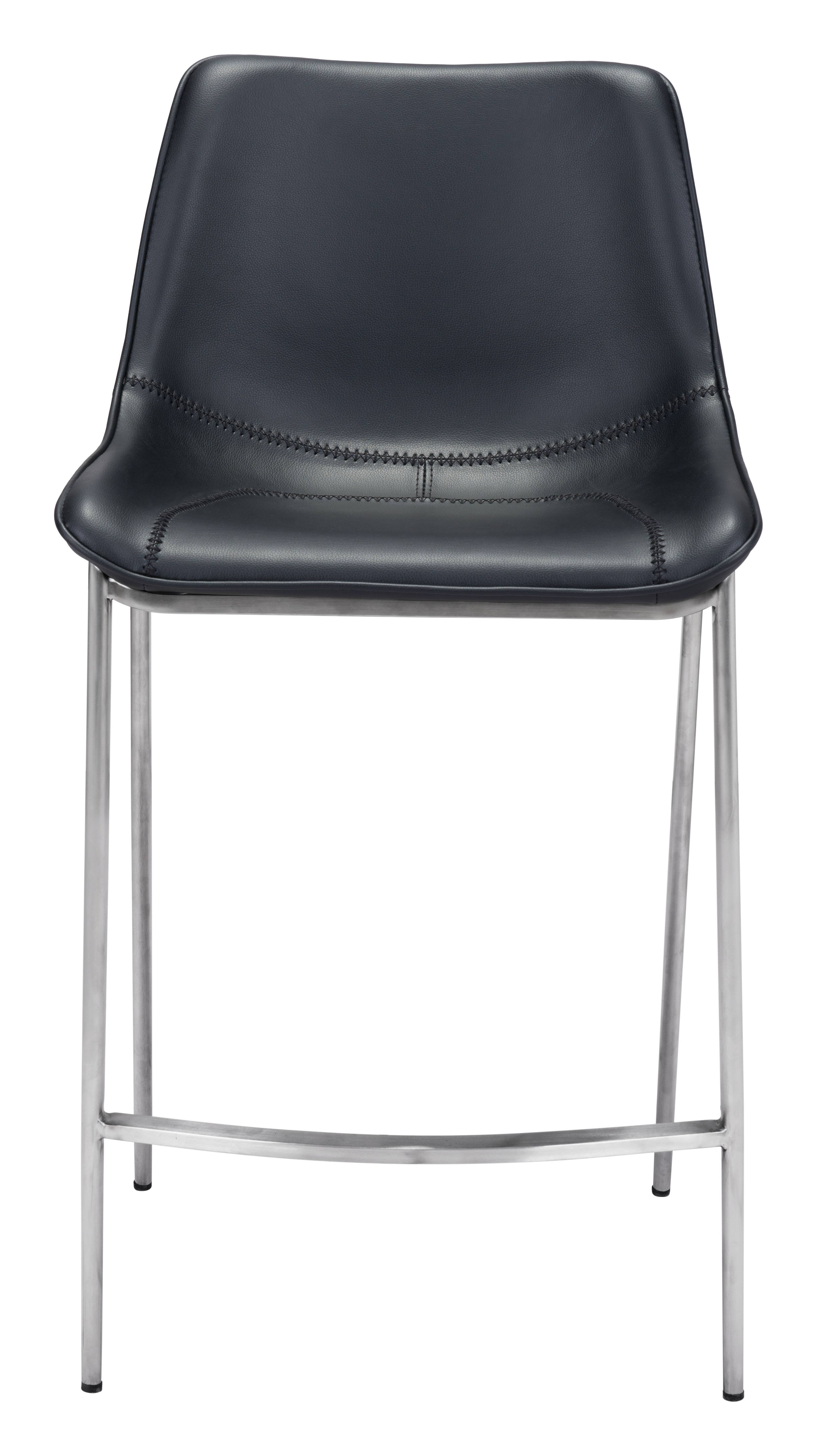Alt View 1. Hivvago - Magnus Counter Stool (Set of 2) Black & Silver - Black & Silver.