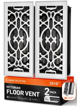 Home Intuition - Victorian Floor Vent Covers 4X14 Inch with Mesh Cover, Heat and Air for HVAC, 2-Pack - White