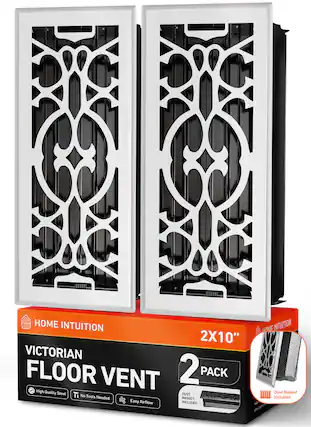 HOME INTUITION
VICTORIAN FLOOR VENT 2X10" 2 PACK
High Quality Steel
No Tools Needed
Easy Airflow
Dust Basket Included