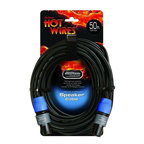 On Stage HOT WIRES 50 ft N.2-N2 Cencire NEUTRIK 1KC CONNECTORS "We give you superior quality of On Stage products LIMITED WARRANTY Speaker Cable