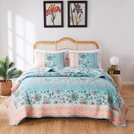 BreeBe - Audrey Quilt Set 3-Piece Full/Queen - Turquoise