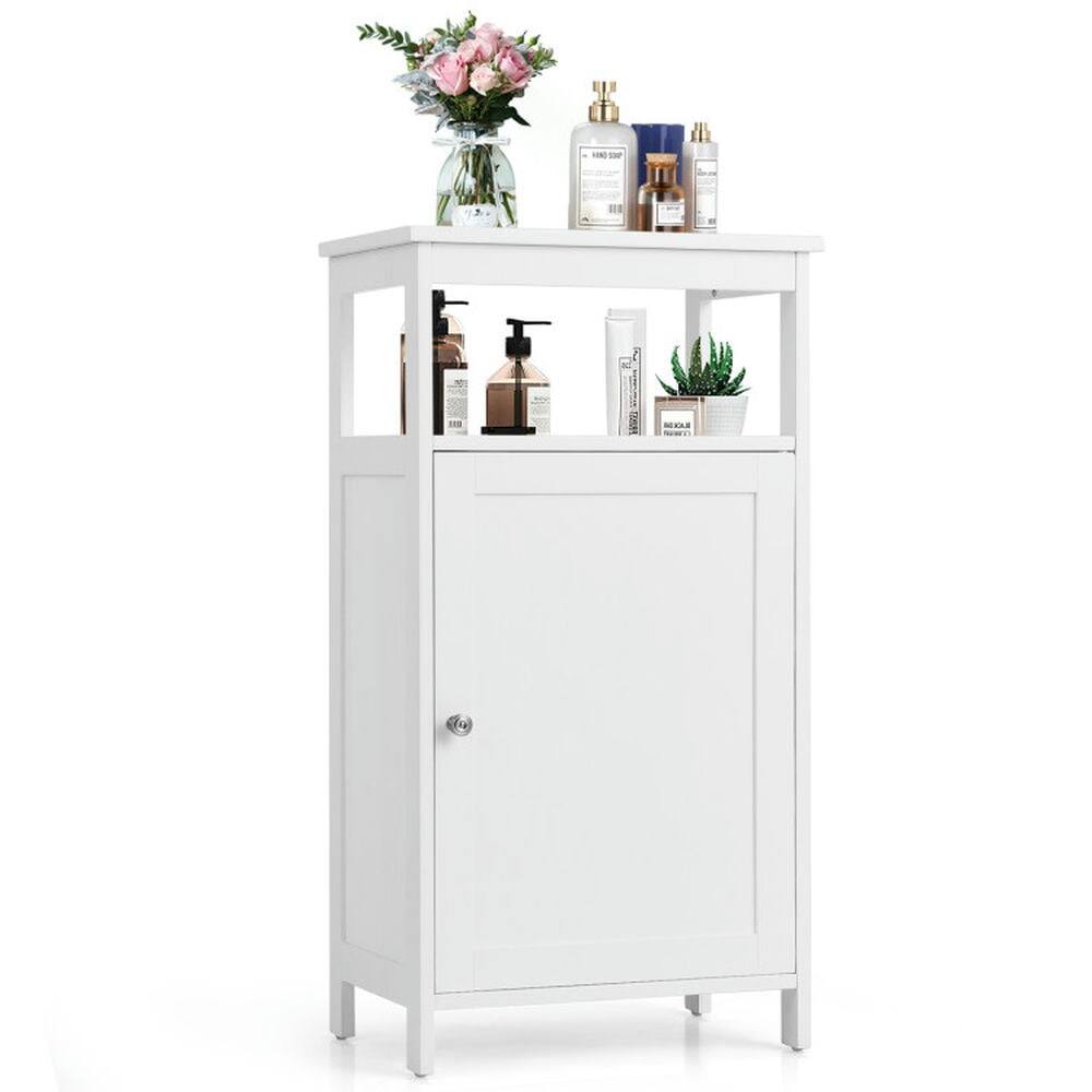 Left. Kadyn - Floor Cabinet Multifunction Storage Rack Organizer Stand, Bathroom Cabinets for Entryway Storage, Home Office Furniture - White.