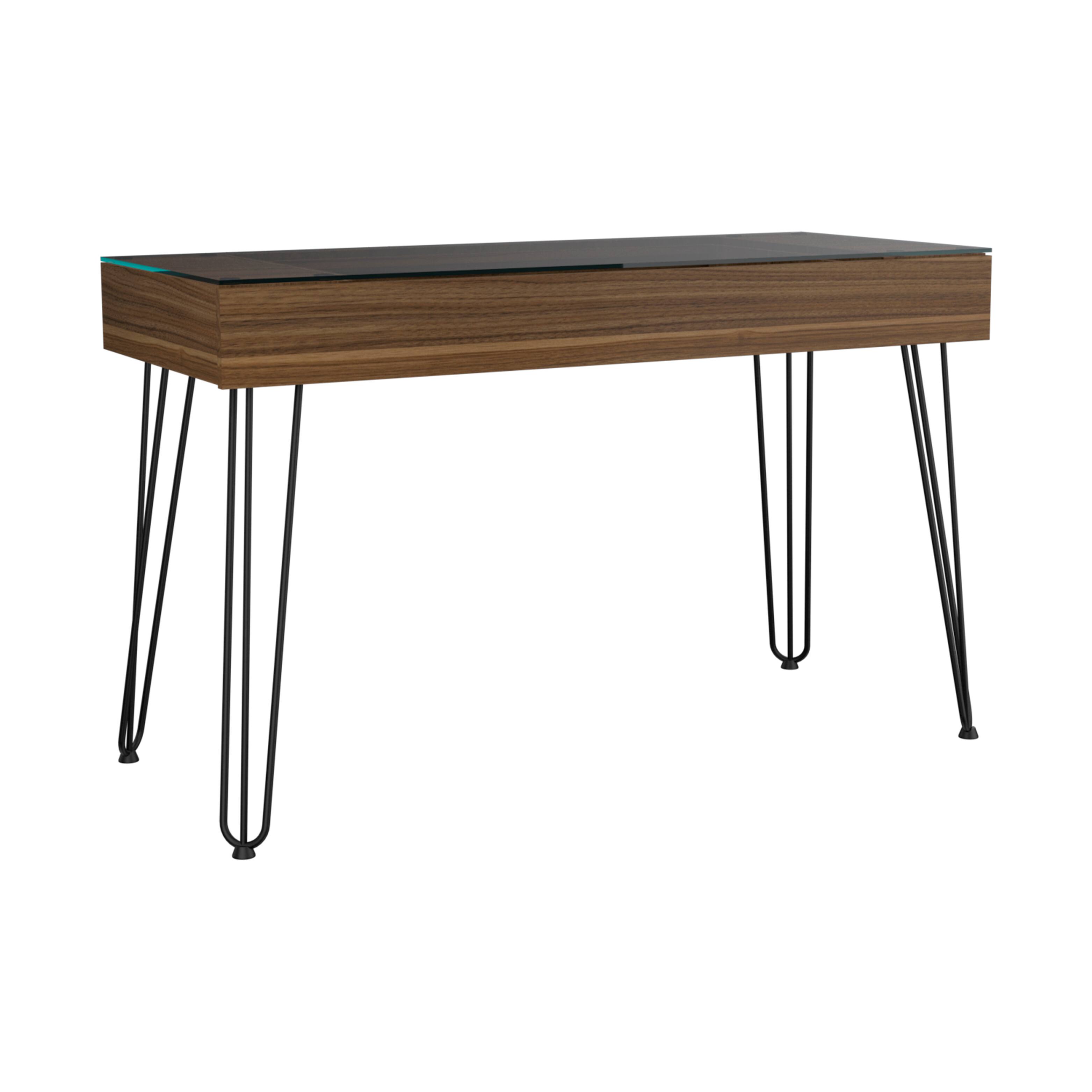 Left. APRILSOUL - Kyoto 120 Writing Desk Hairpin One  Drawer - Brown.