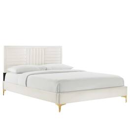 Modway - Sofia Channel Tufted Performance Velvet King Platform Bed - White