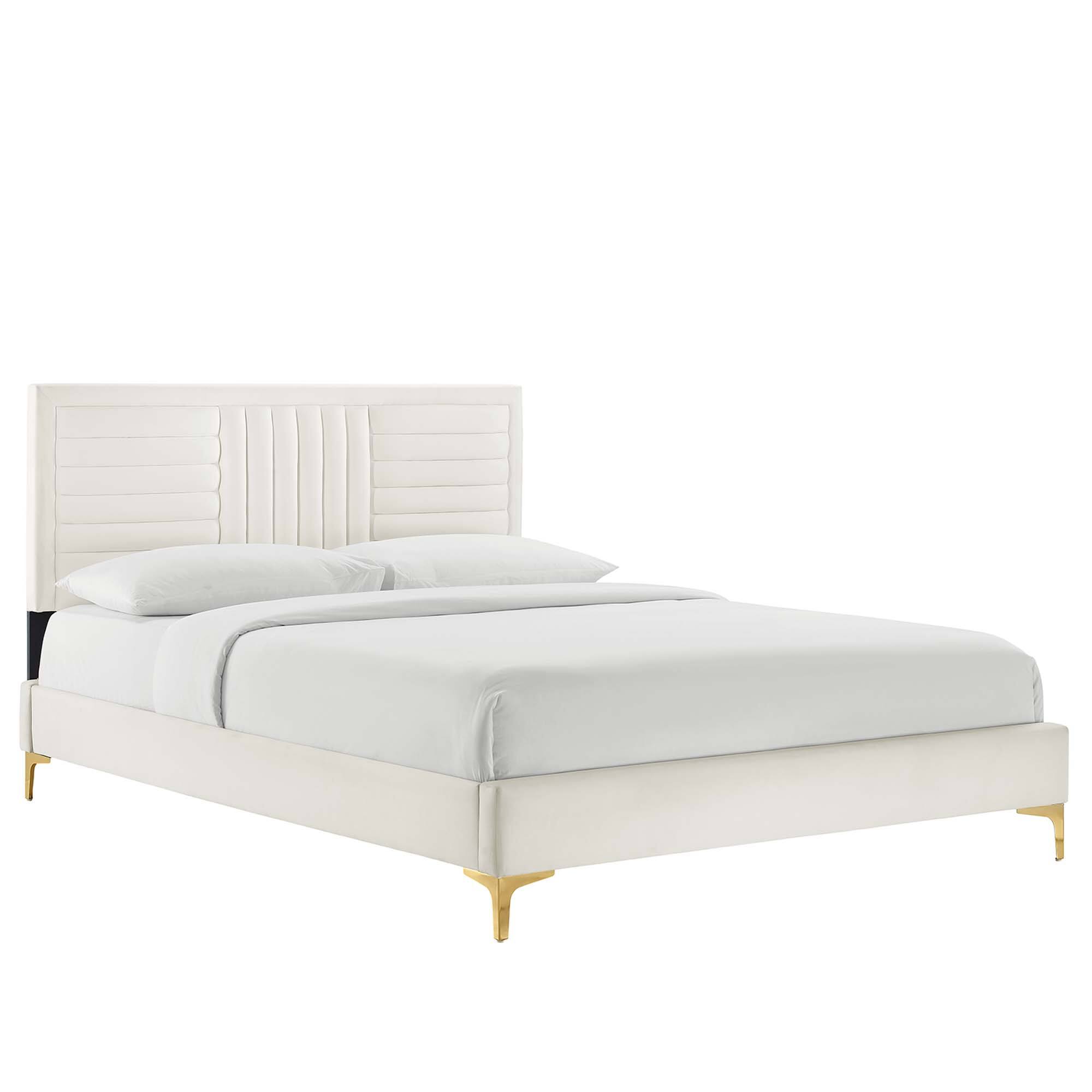 Angle. Modway - Gwyneth Tufted Performance Velvet Full Platform Bed - Red.