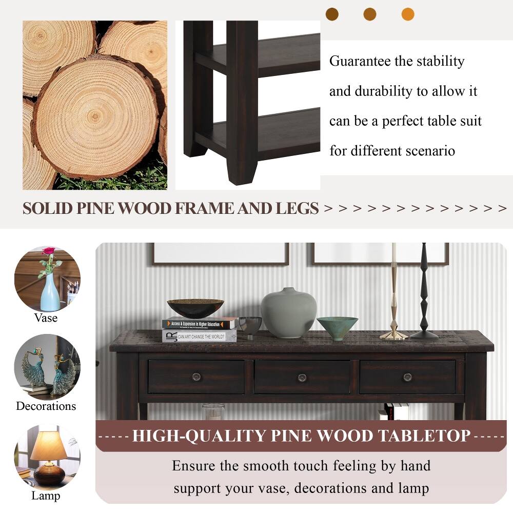 Guarantee the stability and durability to allow it to be a perfect table suit for different scenarios.

SOLID PINE WOOD FRAME AND LEGS

Vase
Decorations
Lamp

HIGH-QUALITY PINE WOOD TABLETOP

Ensure the smooth touch feeling by hand to support your vase, decorations, and lamp.