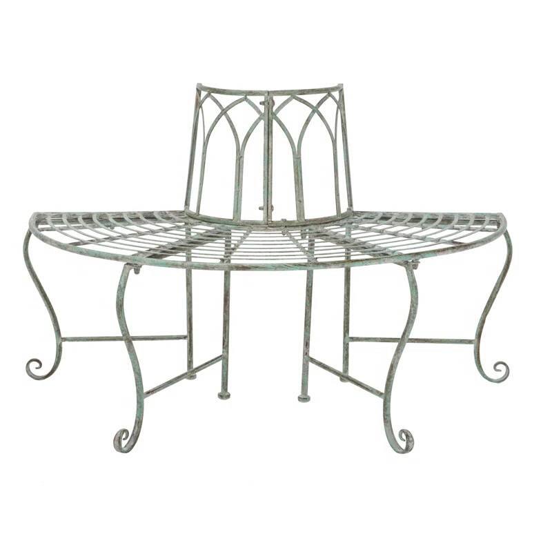 Front. SlickBlue - Outdoor Half-Circle Tree Bench for Patio and Garden Seating - Green.