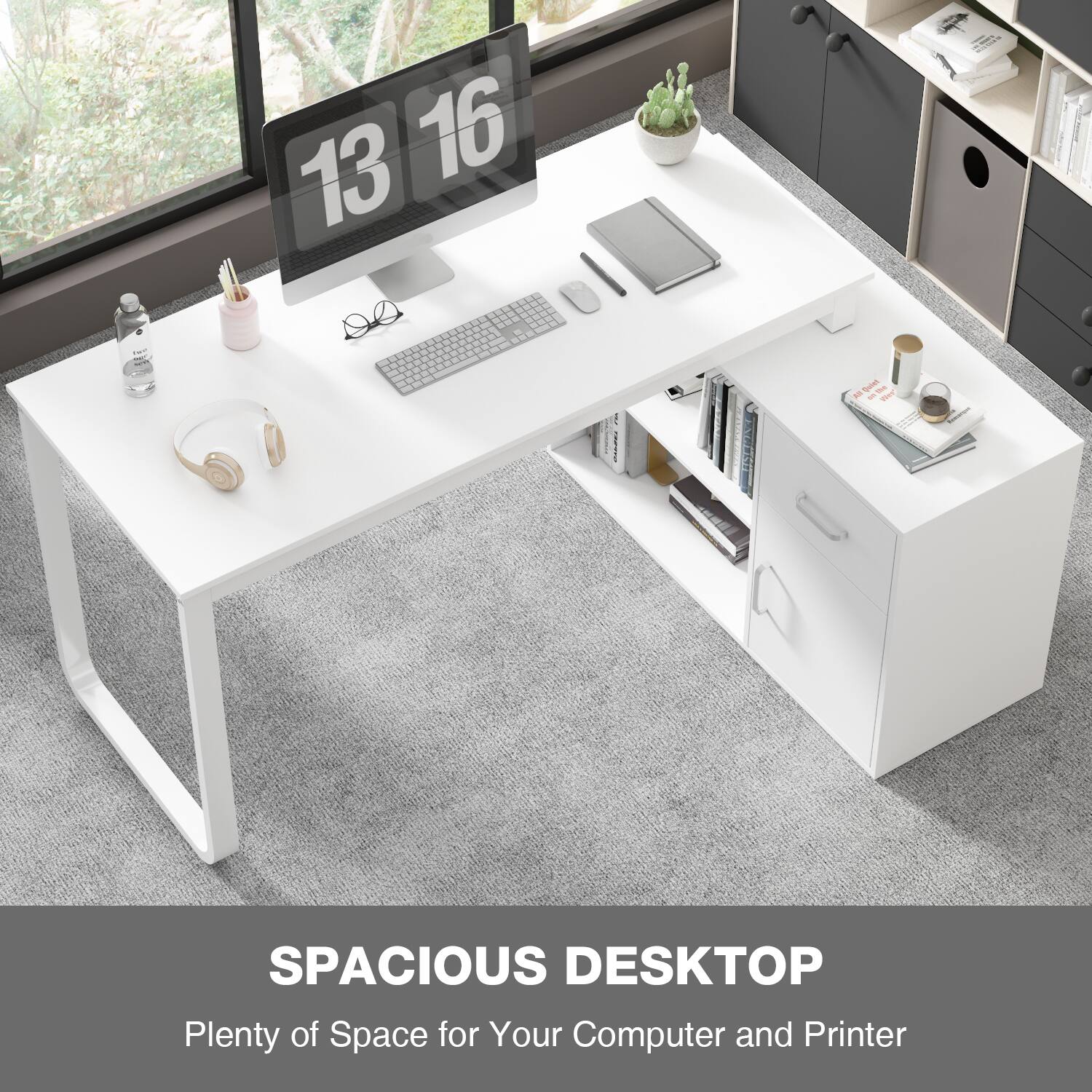 13 16 - a I PRO I Soe / I SPACIOUS DESKTOP Plenty of Space for Your Computer and Printer