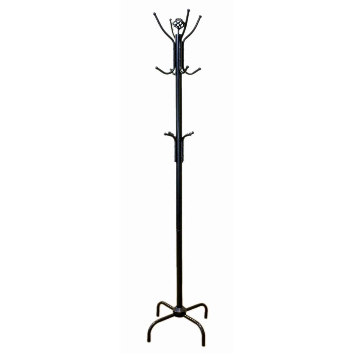 Hivvago - Two Tier Metal Coat Rack Hat Rack For Stylish Entryway Storage - Black