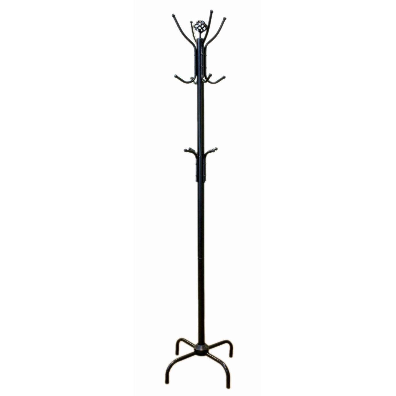 Front. SlickBlue - Two-Tier Metal Coat Rack Stand with Hat Storage - Black.