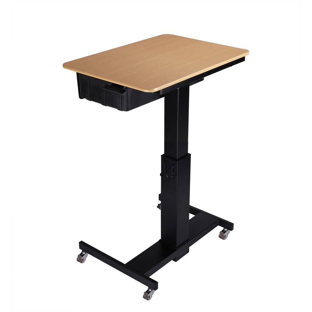 Back. Rocelco - 28" Height Adjustable Mobile School Standing Desk - Brown.