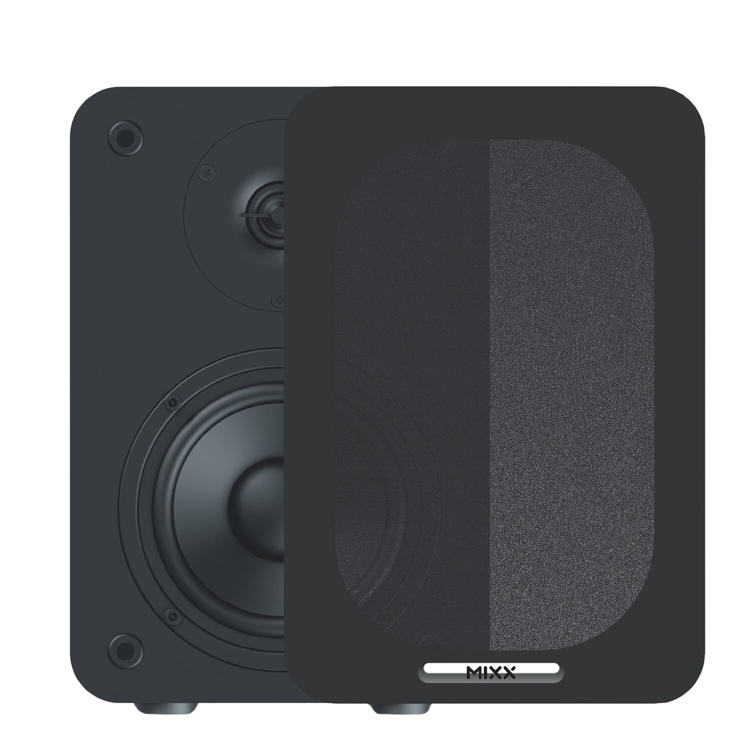 Alt View 1. Mixx - 50-Watt Analog 5 2-Speed Belt-Drive Manual Record Player, External Wireless Speakers, Bluetooth, 45-RPM Adapter, Remote - Black.