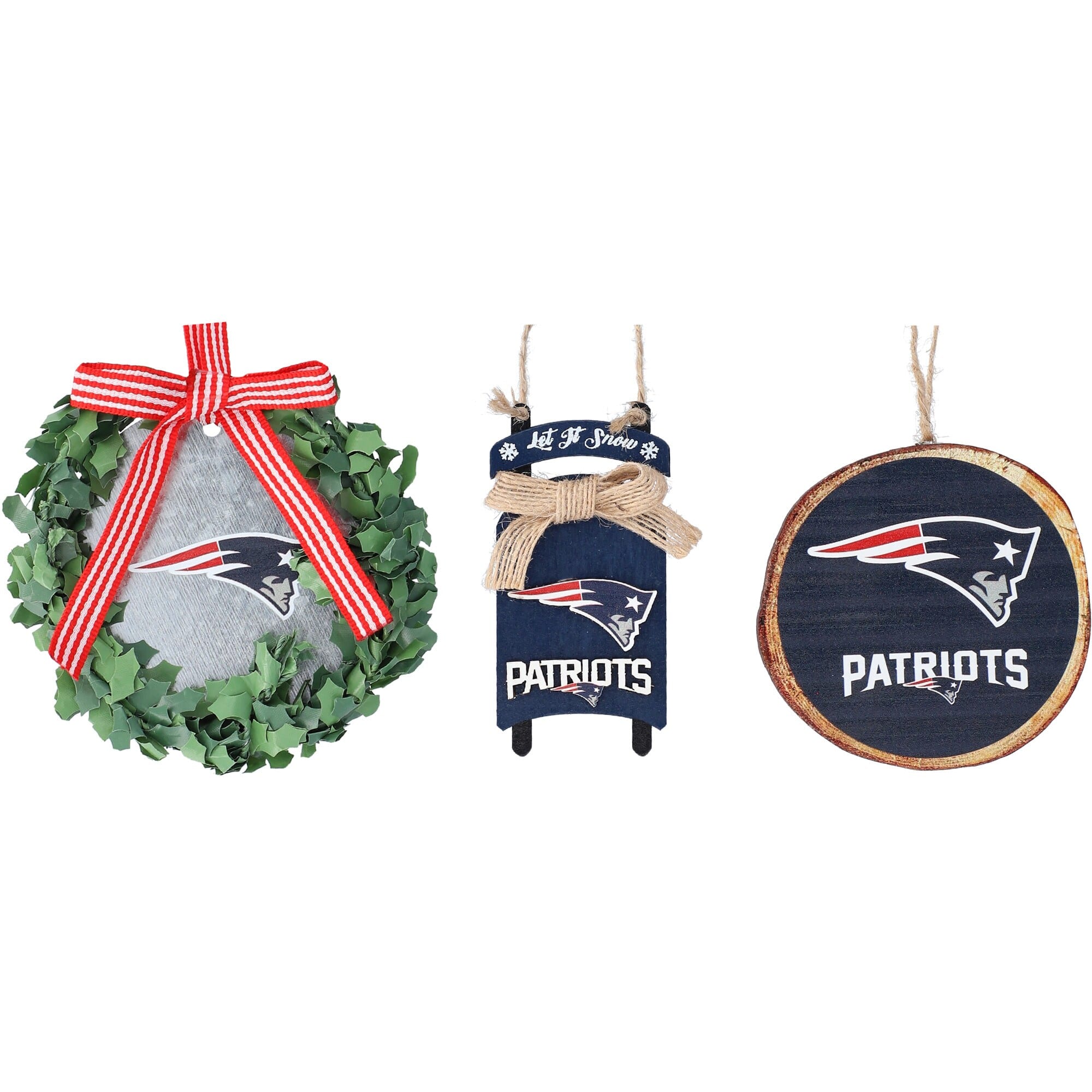 The Memory Company - Three-Pack Wreath, Sled & Circle Ornament Set - Multicolor